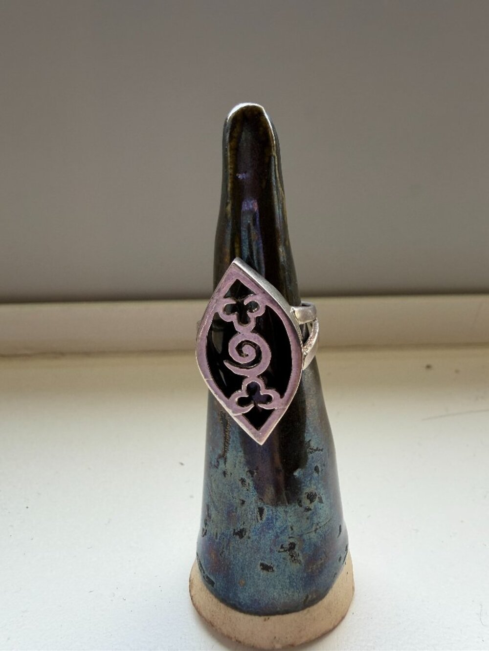 Boho Beautiful Sterling Silver Ring Open Filagree Design, Size 6